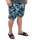 Short Estampado Tactel Elastano Extra Grande Plus Size Preto Cinza